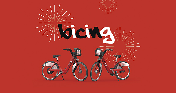 Visual of 2 Bicing bikes from Barcelona